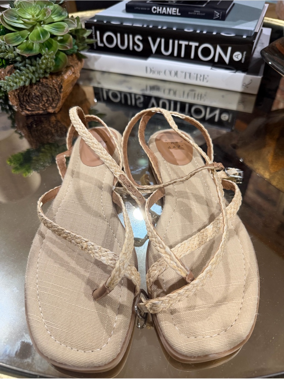 A new day raffia Beige Braided sandal size 8.5